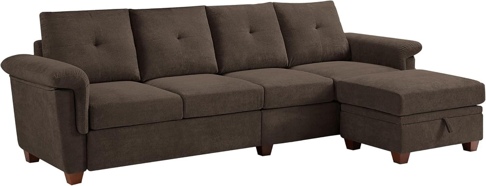 108'' L Shape Sectional Sofa, 4 Seat Fabric Couch for Living Room
