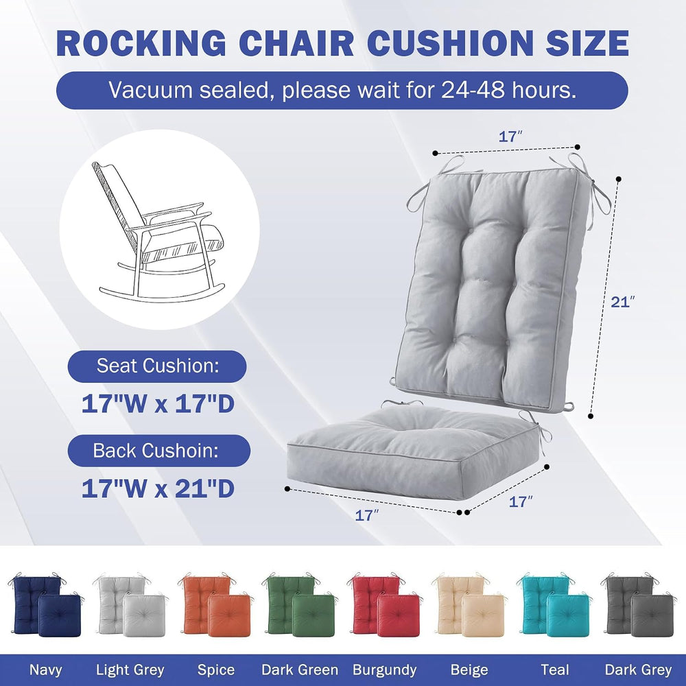 IPYNBAP Rocking Chair Cushion, Waterproof and Fade-Resistant Patio Chair Cush...
