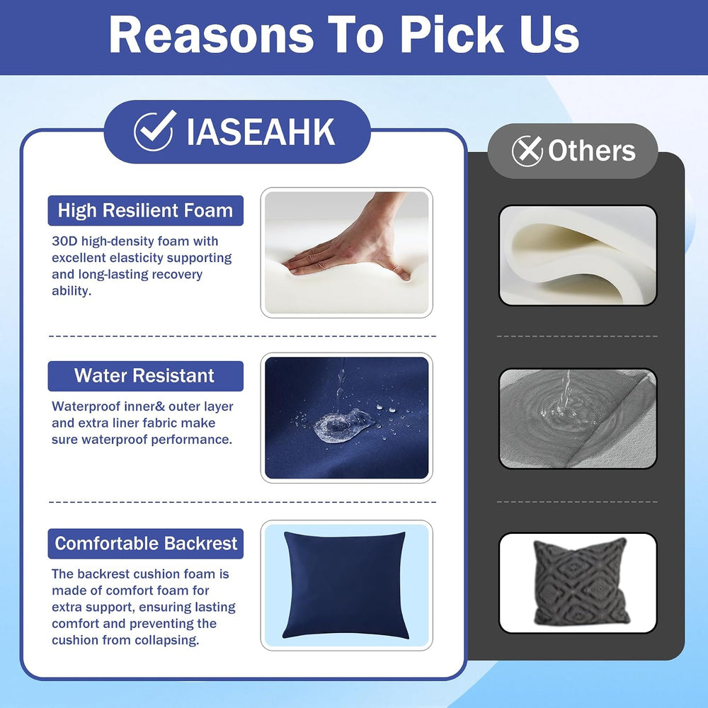 IASEAHK Outdoor Seat Cushion Set, Waterproof & Fade Resistant Patio Chair...