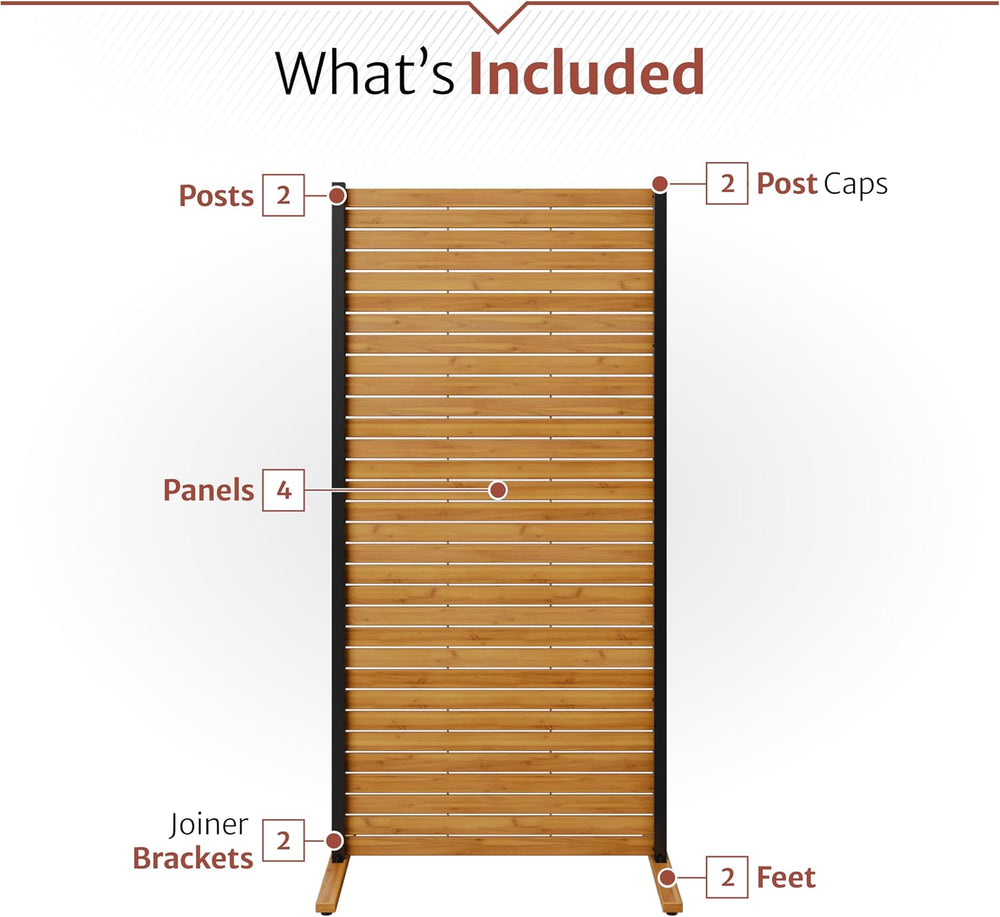 Enclo Easy Assembly Freestanding/Surface Mounted Privacy Screen, Hardwood