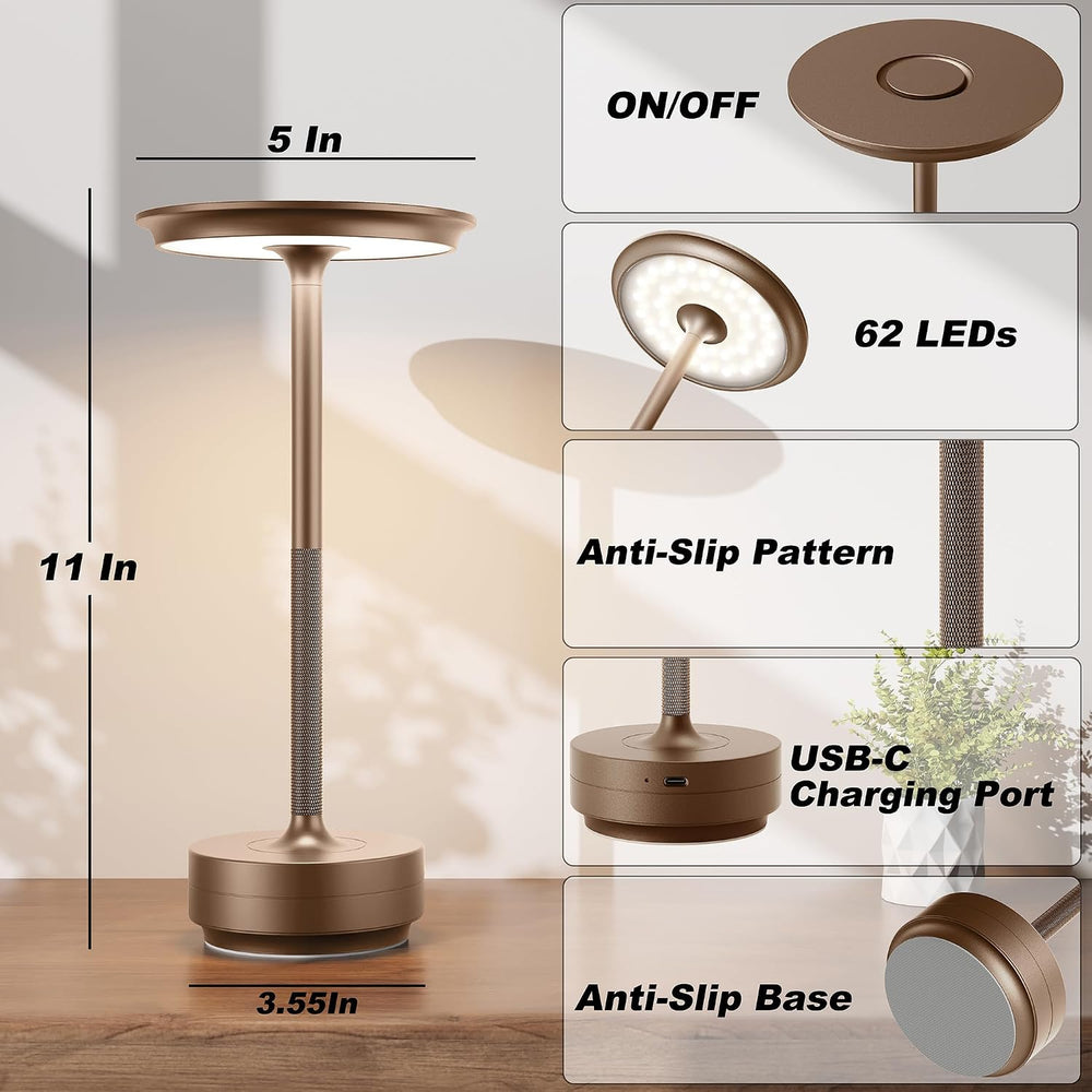 TBBGA 2 Pack Rechargeable Table Lamps Cordless, 5000mAh Outdoor Table Light
