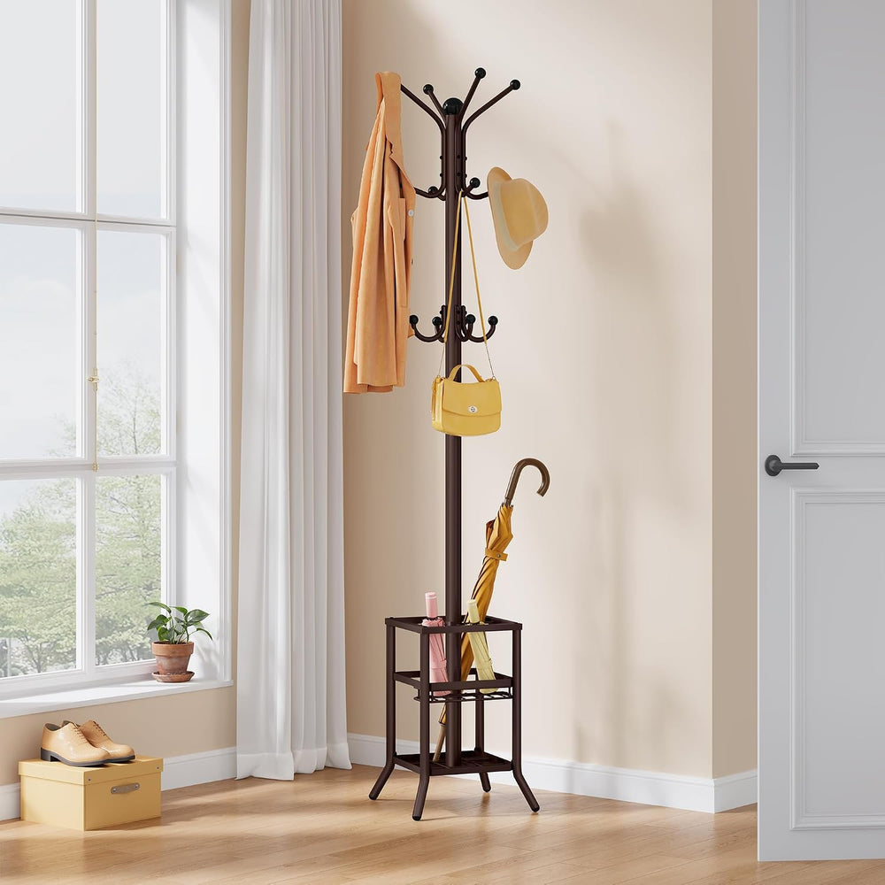 FAVOOSTY Coat Rack Freestanding,Coat Rack Stand with Umbrella Holder,Metal Co...