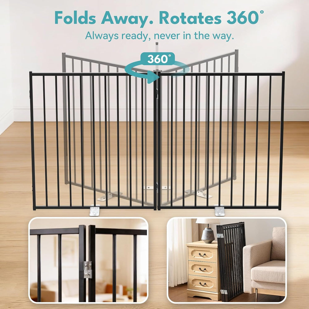 No Pawblems Freestanding Dog Gate with Door for Indoor & Outdoor, 30'...