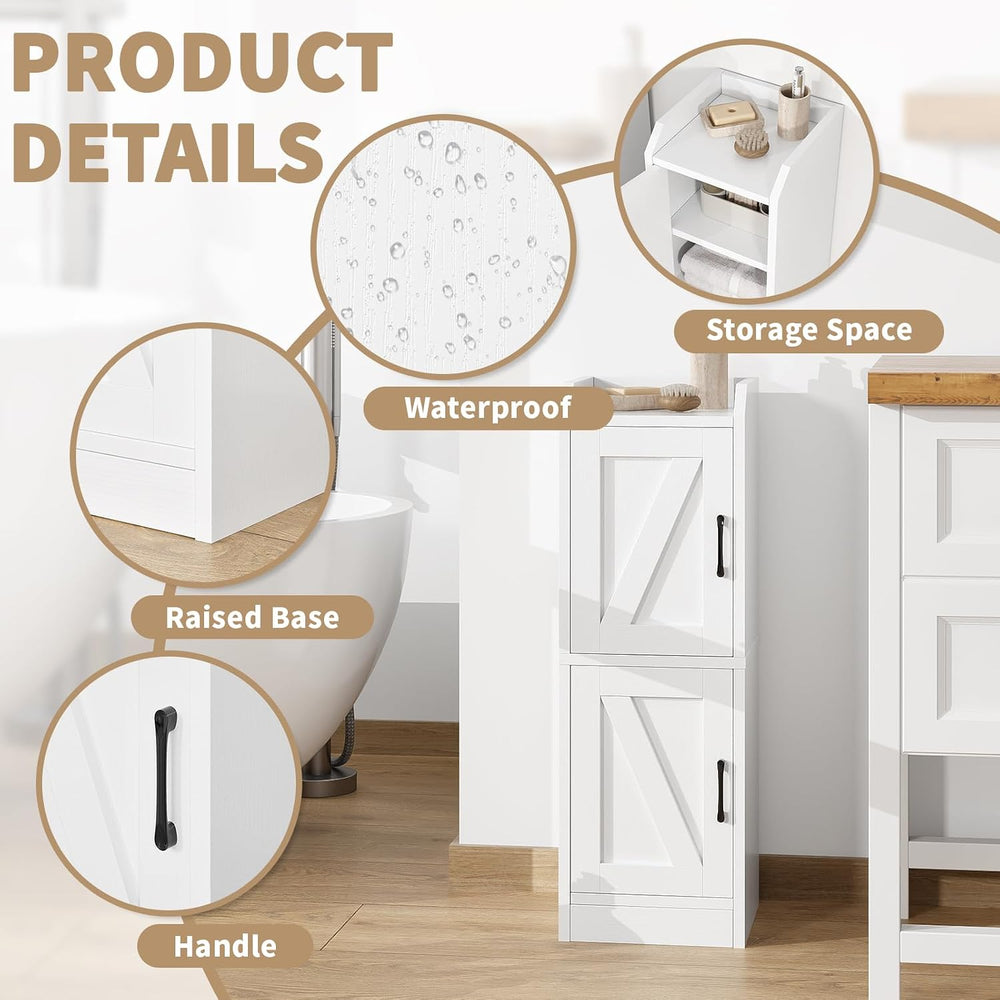 Narrow Bathroom Storage Cabinet with 2 Doors and Shelves, 9.8" W Small S...