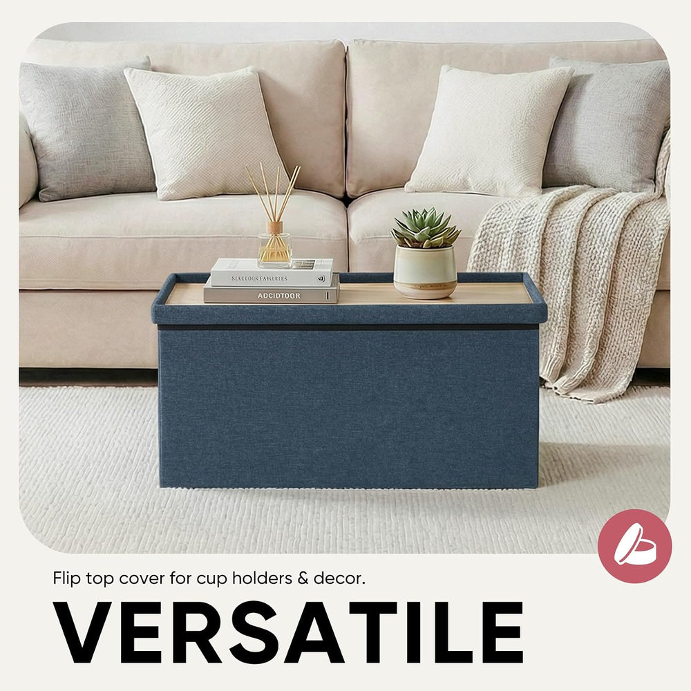 30 Inches Storage Ottoman Bench, Folding Ottoman with Storage