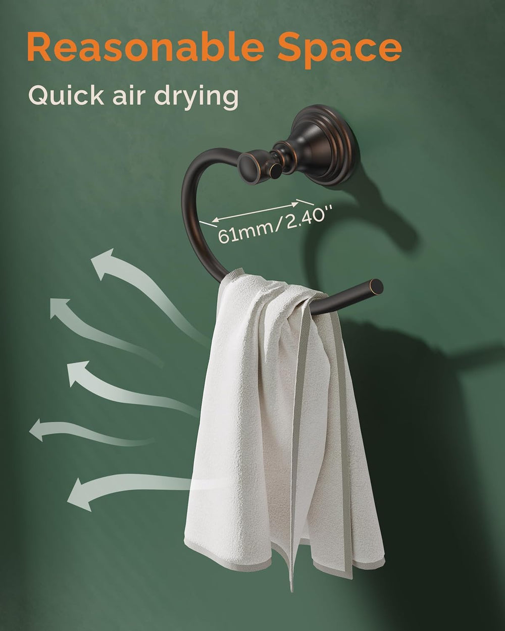 Towel Ring Wall Mount for Bathroom, Oil Rubbed Bronze 2 Pack
