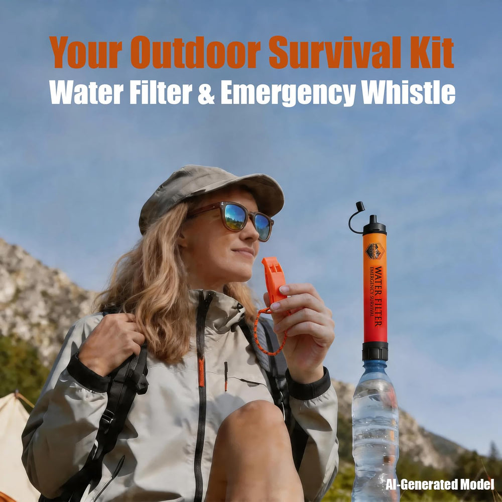 5-Pack Personal Water Filter Straw with Emergency Whistle