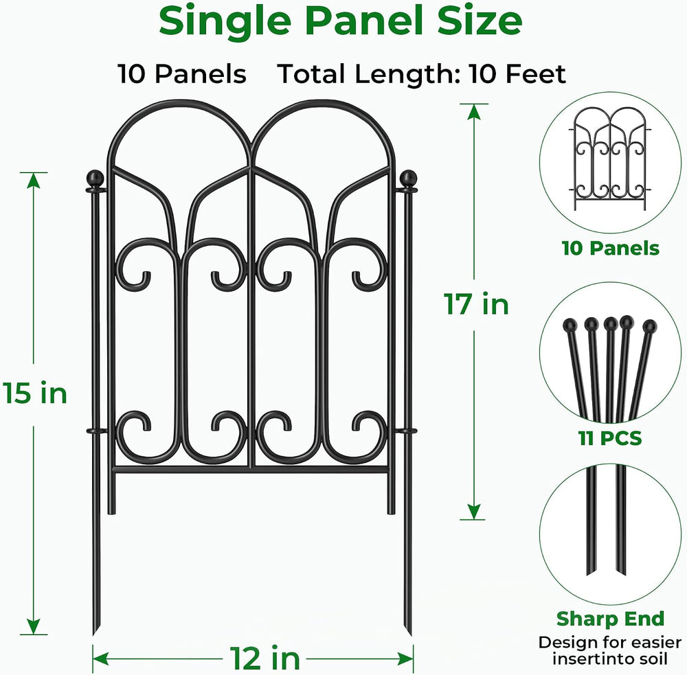 AMAGABELI 10 Panels 17in(H)×10ft(L) Decorative Garden Fences and Borders for ...