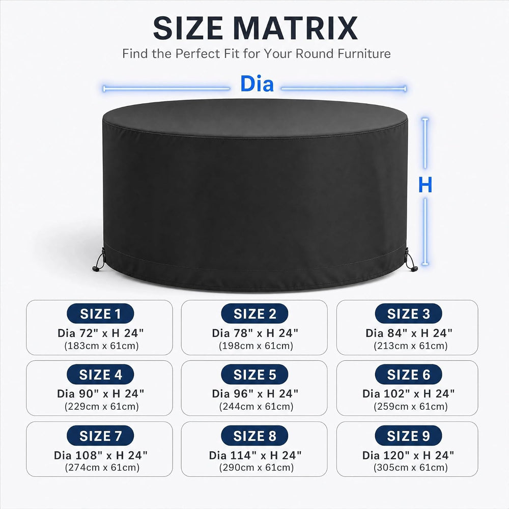 Extra-Large Tall Round Patio Cover, Bar Height, 84in Dia x 44in H