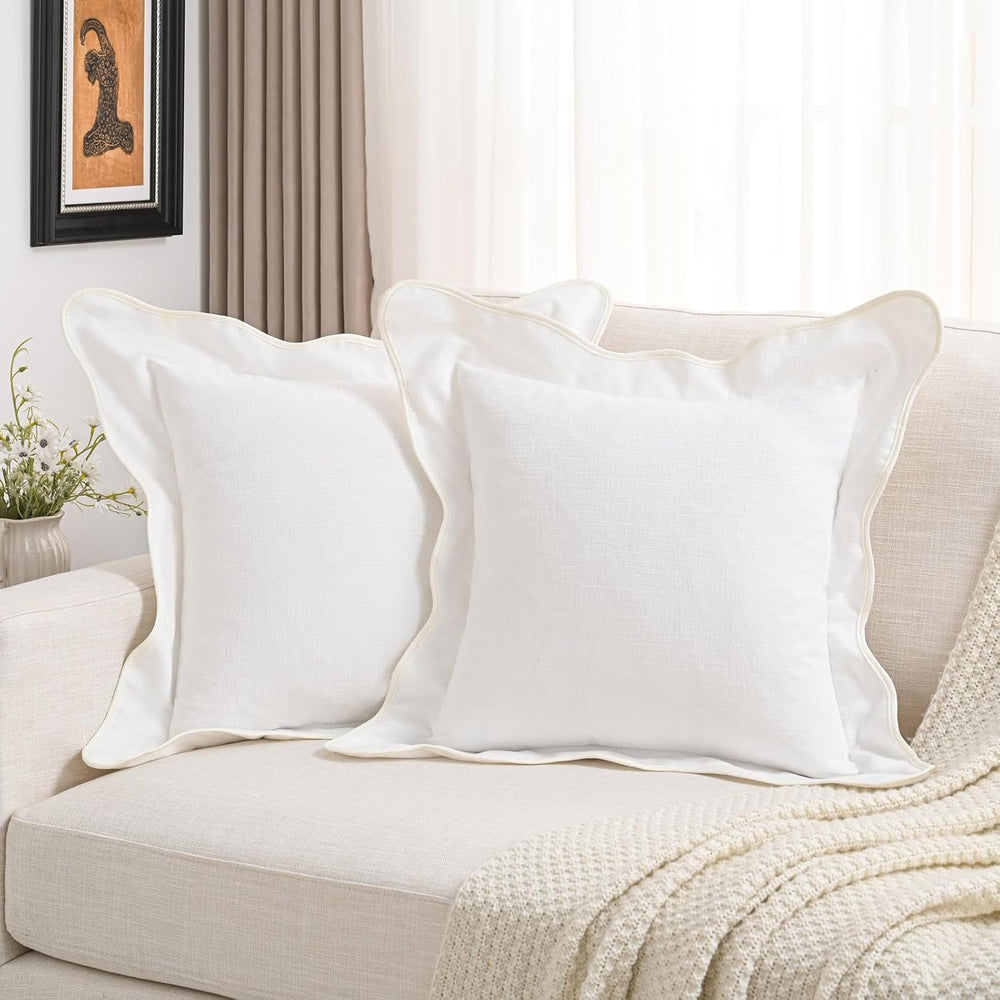 FUTEI Pack of 2 Chenille Throw Pillow Covers 20x20 Inch, White
