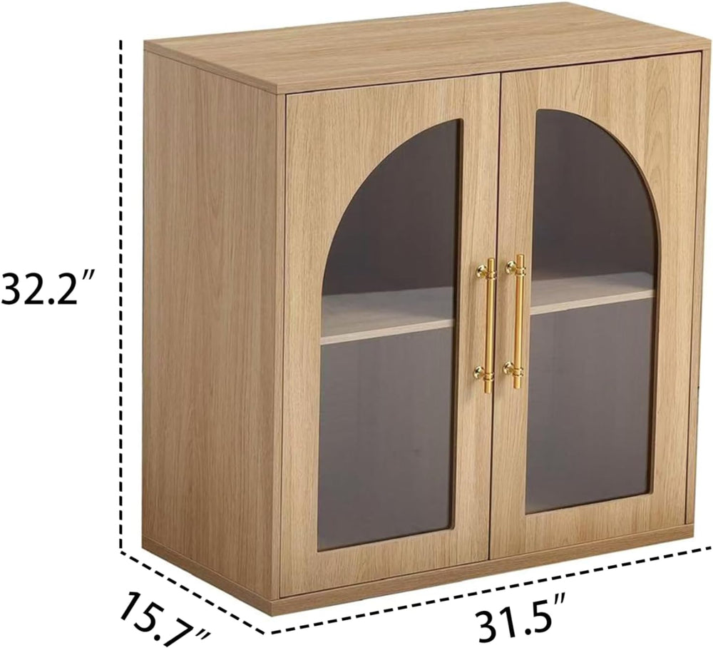 FOREST GRAVITY 31.5'' Display Sideboard Cabinet with Arched Glass Doors