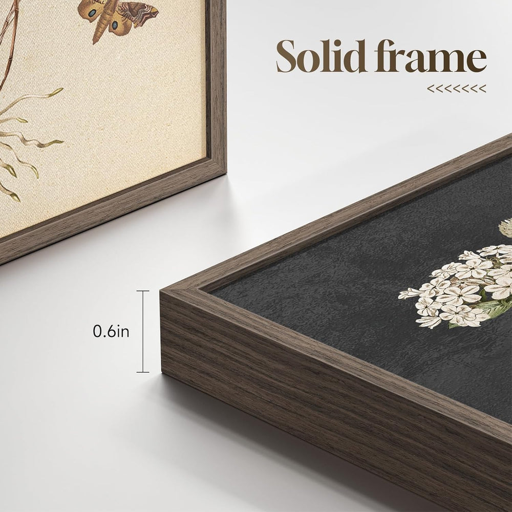 Framed Vintage Botanical Floral Wall Art for Bedroom, 4 Piece 11x14 In