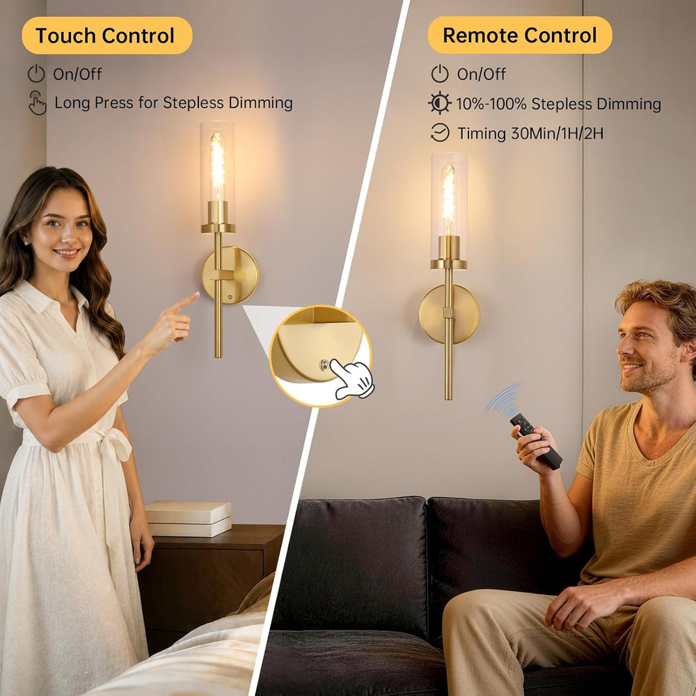 Shenmoyl Set of 2 Battery Operated Wall Sconce with 3 Color Temperatures &...