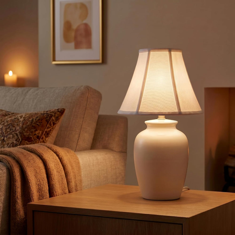 White Bell Lamp Shades Set of 2, 6.7" Top x 13" Bottom x 10" H...