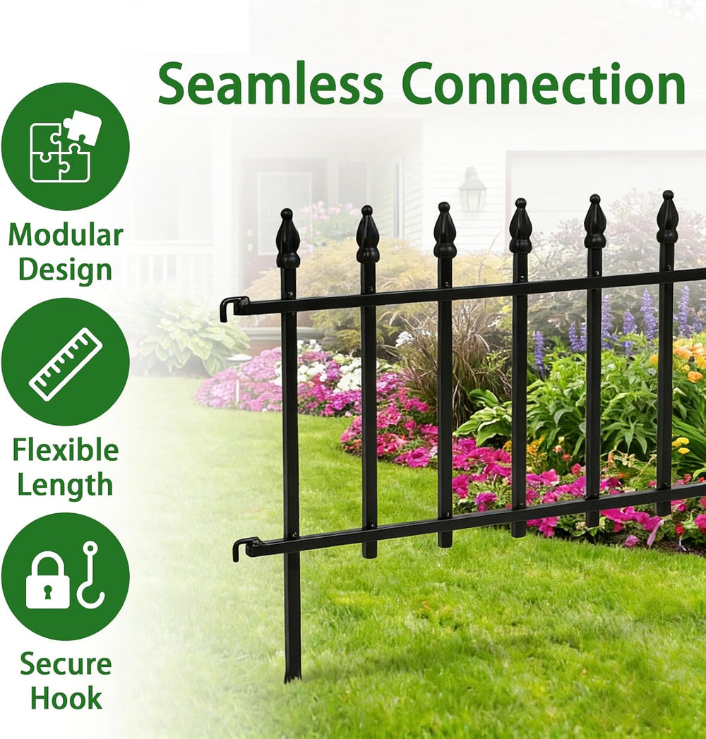 5-Pack Garden Border Fence, 23" W x 17" H, Black