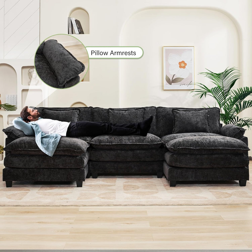 Oprisen 120" Modular Sectional Sofa, Comfy Deep Cloud Couch with Ottoman