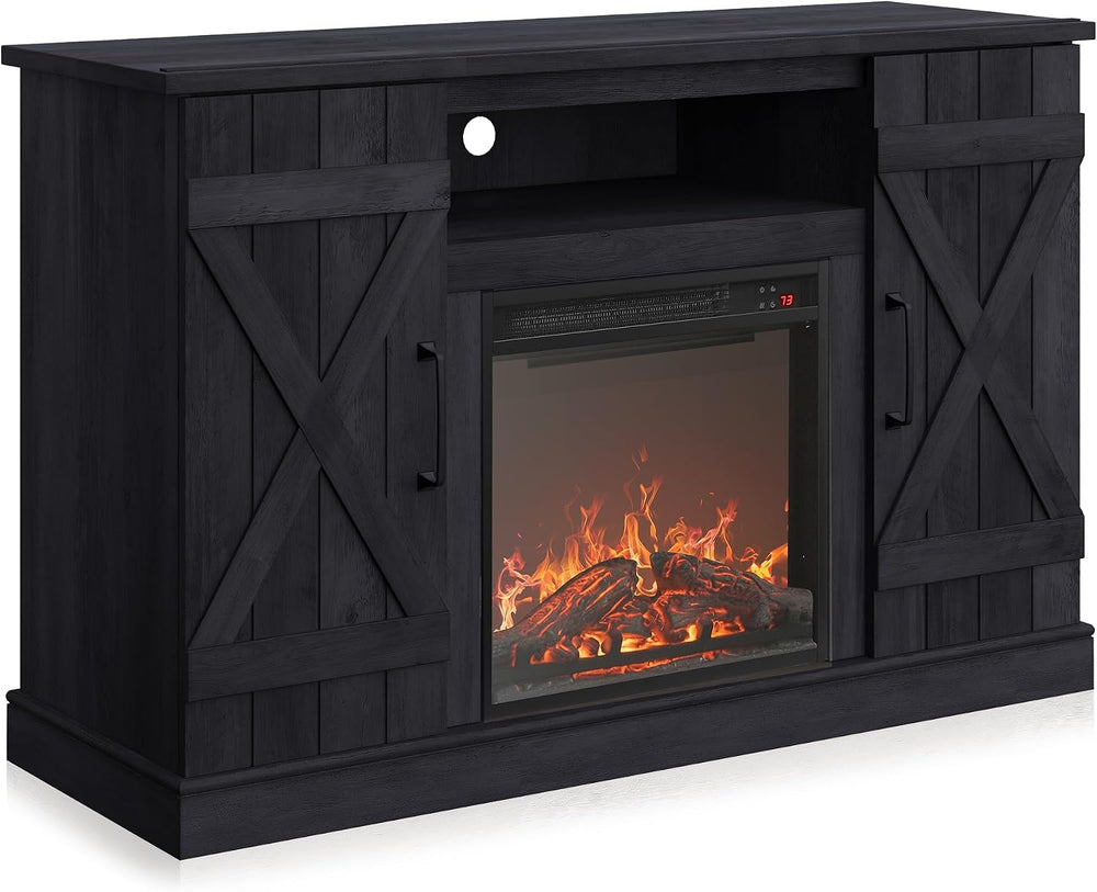 BELLEZE Veropeso 47" TV Stand with 18" Electric Fireplace - Rustic ...