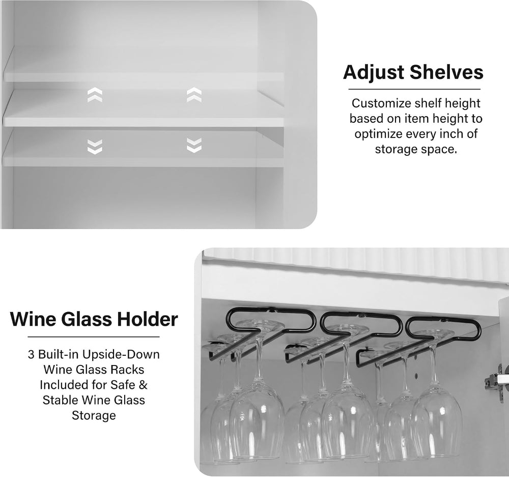 Mini Fridge Cabinet with Storage & Power Outlet, White