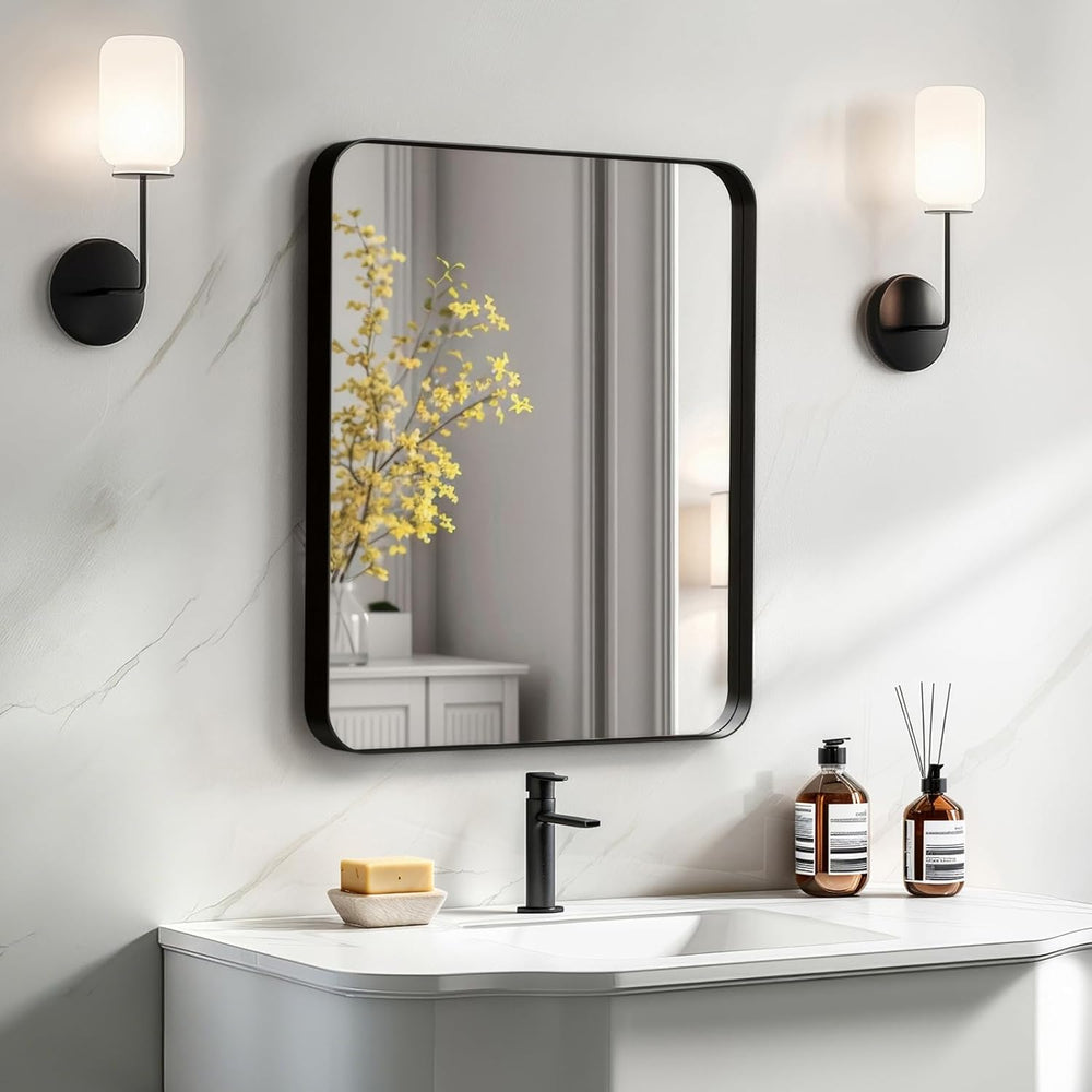 Kosmonia 20"x16" Bathroom Vanity Mirror for Wall Metal Framed Matte...