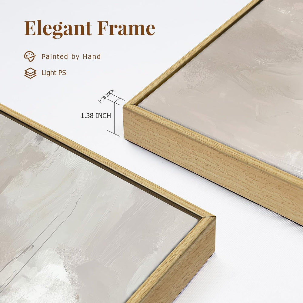 Zessonic Large Neutral Textured Abstract Framed Canvas Wall Art, 24"x36&...