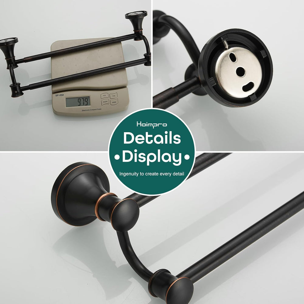 Hoimpro Double Towel Bar Towel Rack for Bathroom Wall Mounted Bronze
