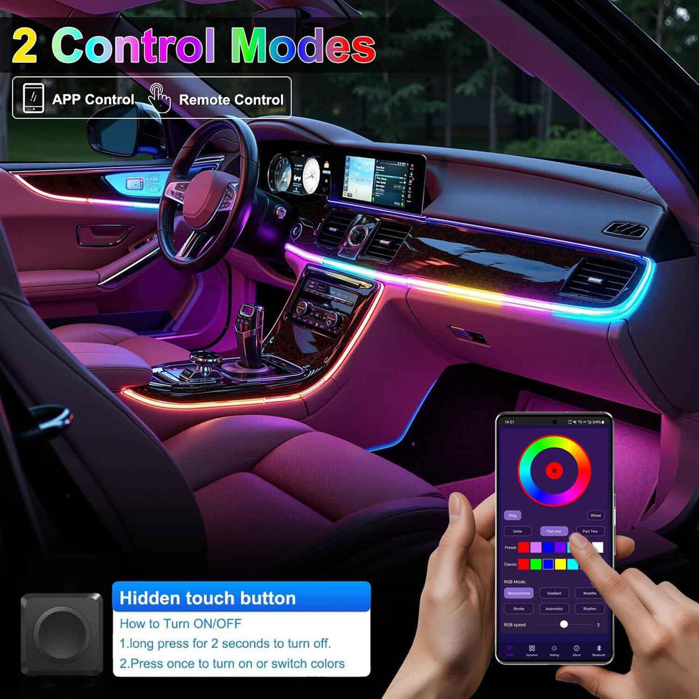 Acrylic Car Interior LED Lights, 18-in-1 RGB Fiber Optic Ambient Kit