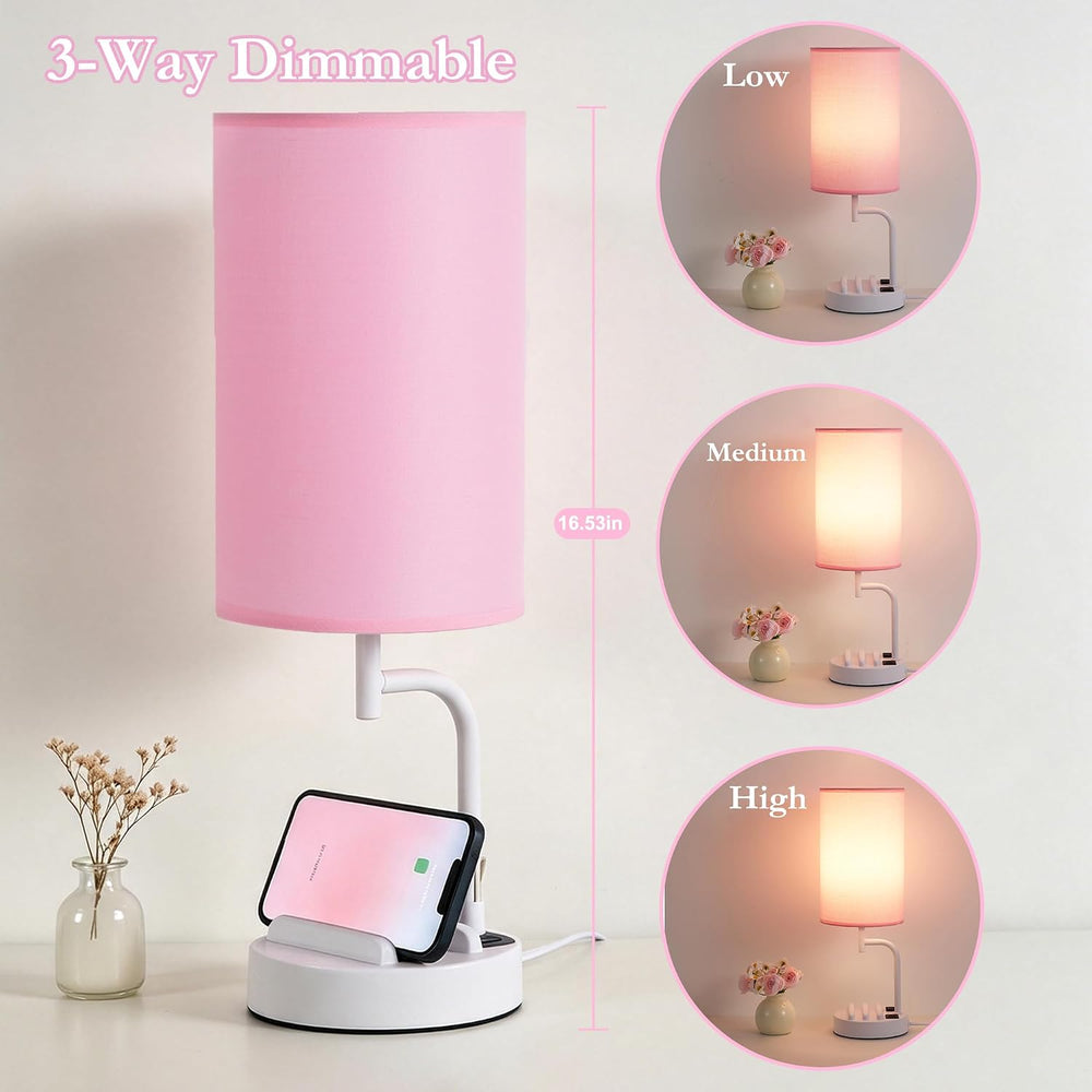 Dreamholder Touch Control USB Table Lamp with USB C/A & AC Outlet, 3-Way ...