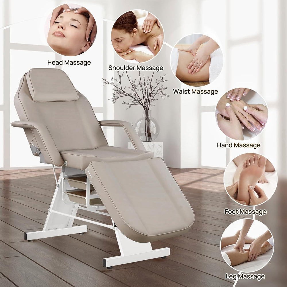 Facial Chair 73inch Adjustable Tattoo Chair with Stool Gray
