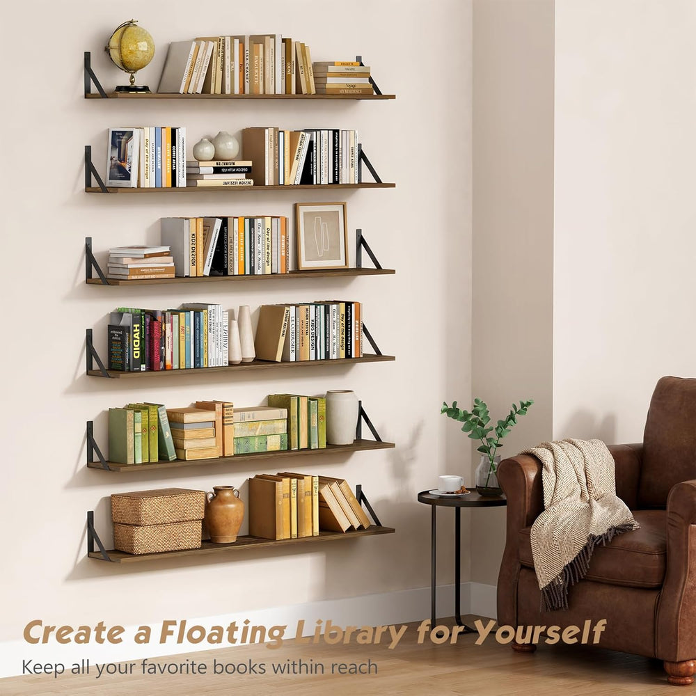 Forbena 48 Inch Floating Shelves for Wall Long, Large Wooden Wall Bookshelf