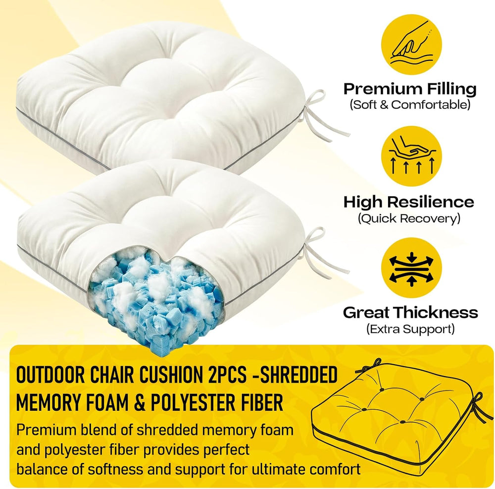 1 MIDDLE ONE Outdoor Chair Cushions Set of 2, Outdoor Cushions for Patio Furn...