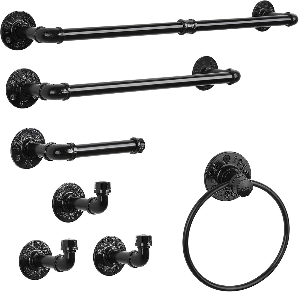 Bathroom Hardware Fixture Set Industrial Towel Bar Sets with Paper Towel Rack...