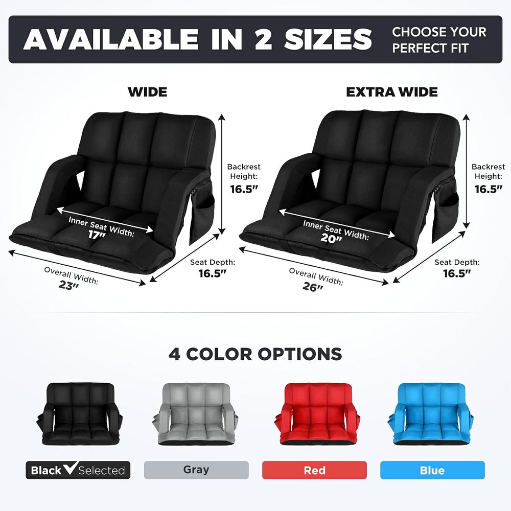 Stadium Seats with Back Support Wide, 4.7" Padded Bleacher Seat, 6-Posit...