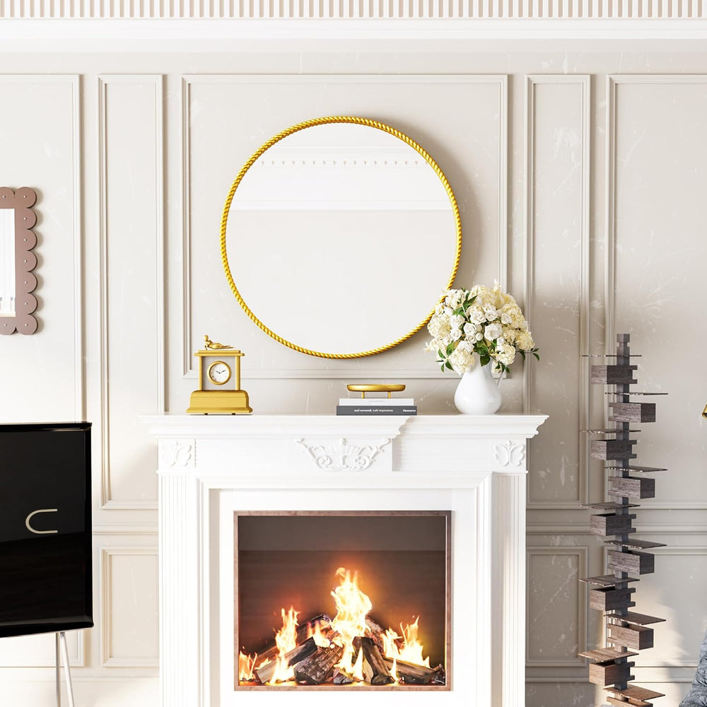 PROHOMEWARE Gold Round Bathroom Mirrors, 24 inch Circle Wall Mounted Hanging ...