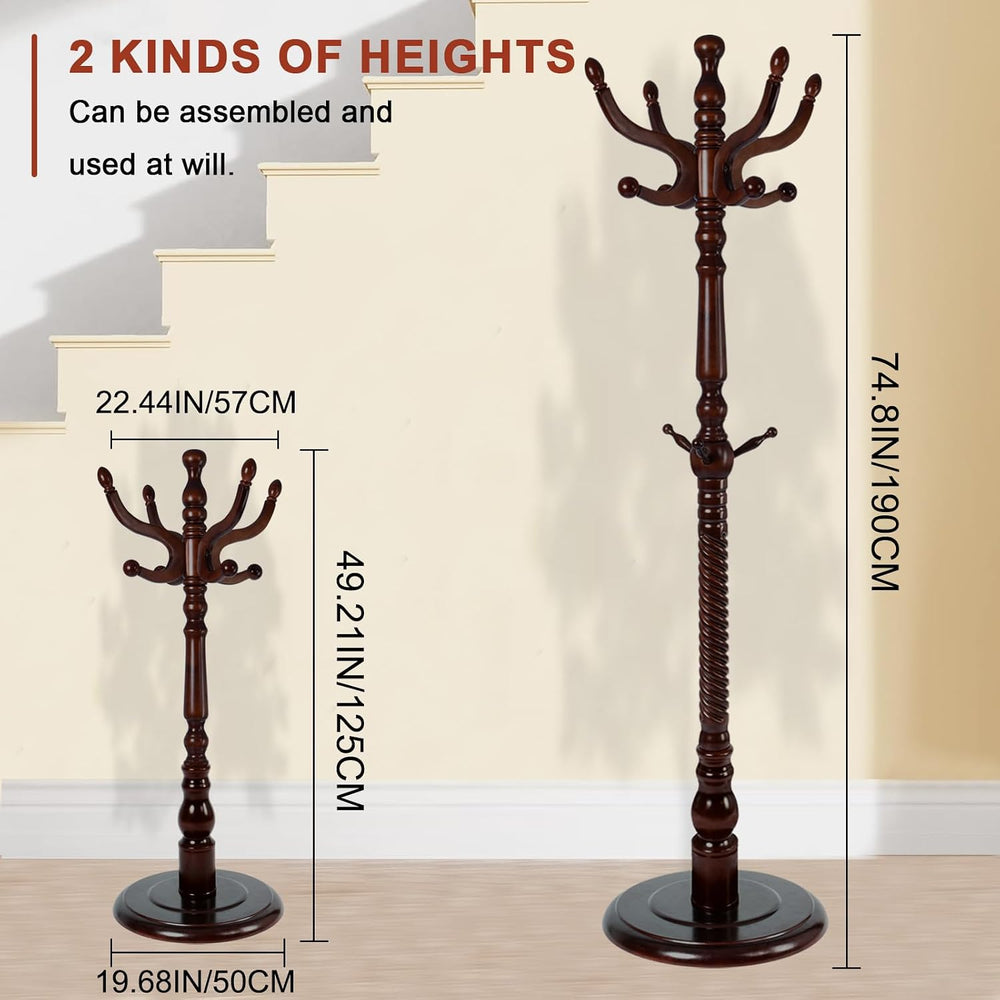 Wooden Coat rack freestanding, Coat racks stand with 11 Hook, Heavy duty coat...