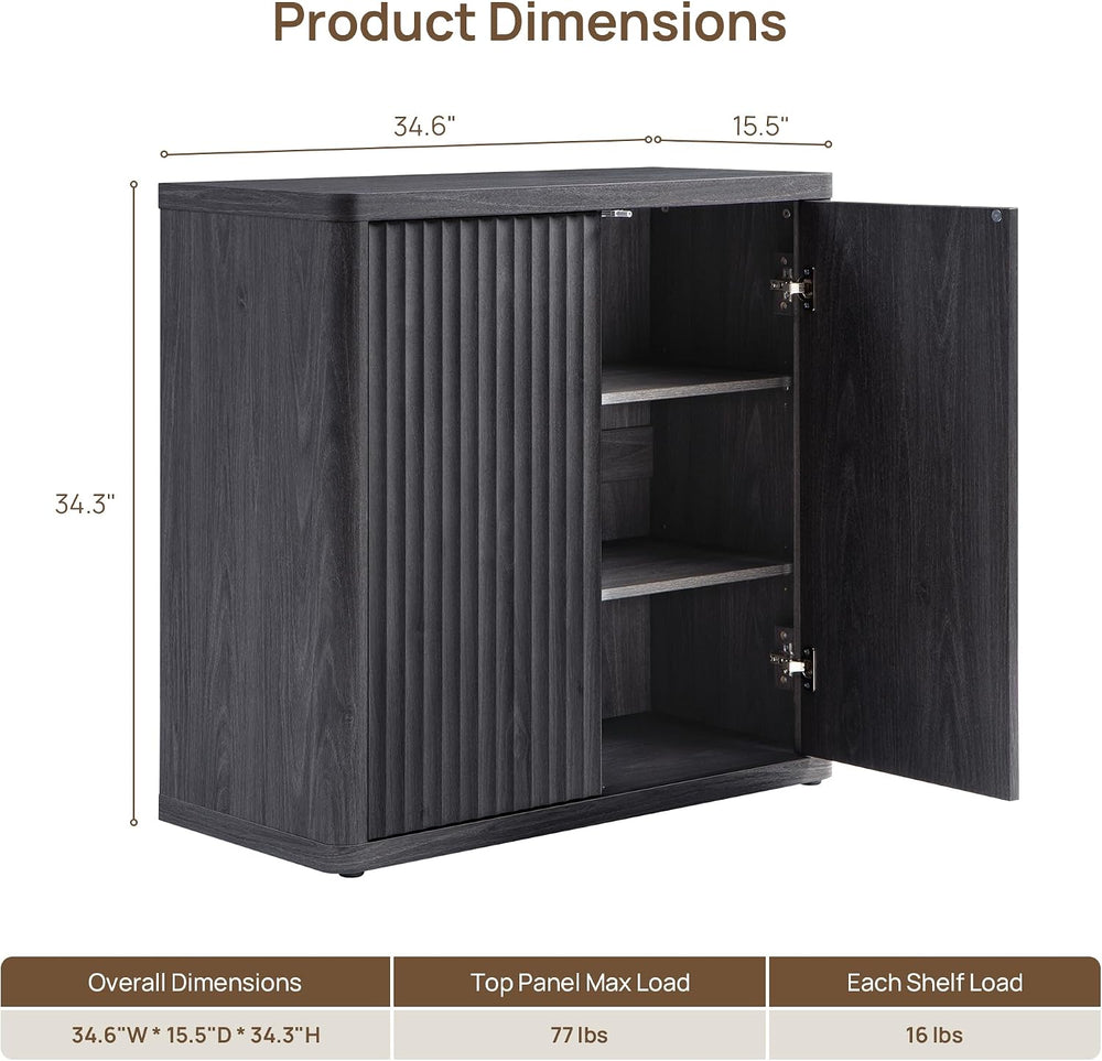SICOTAS Buffet Cabinet with Storage 34.6" Sideboard Accent Modern Creden...