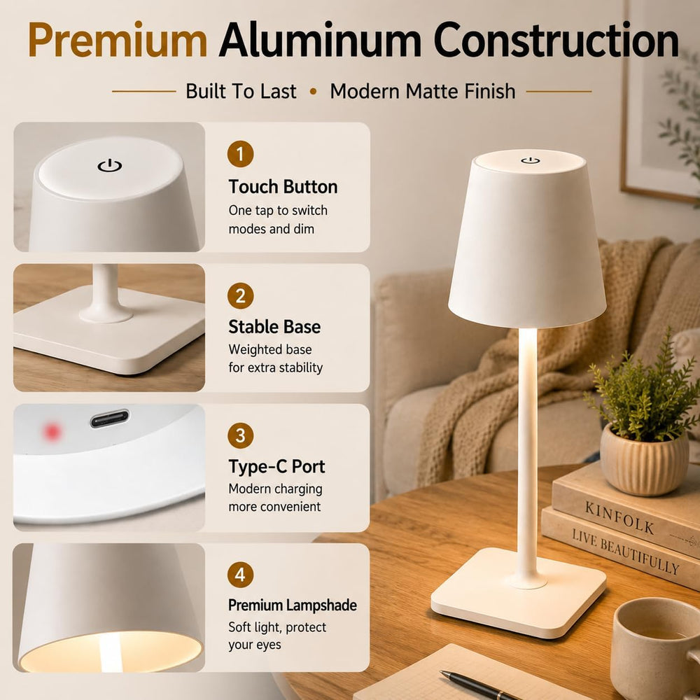 Rechargeable Cordless Table Lamp Set of 2