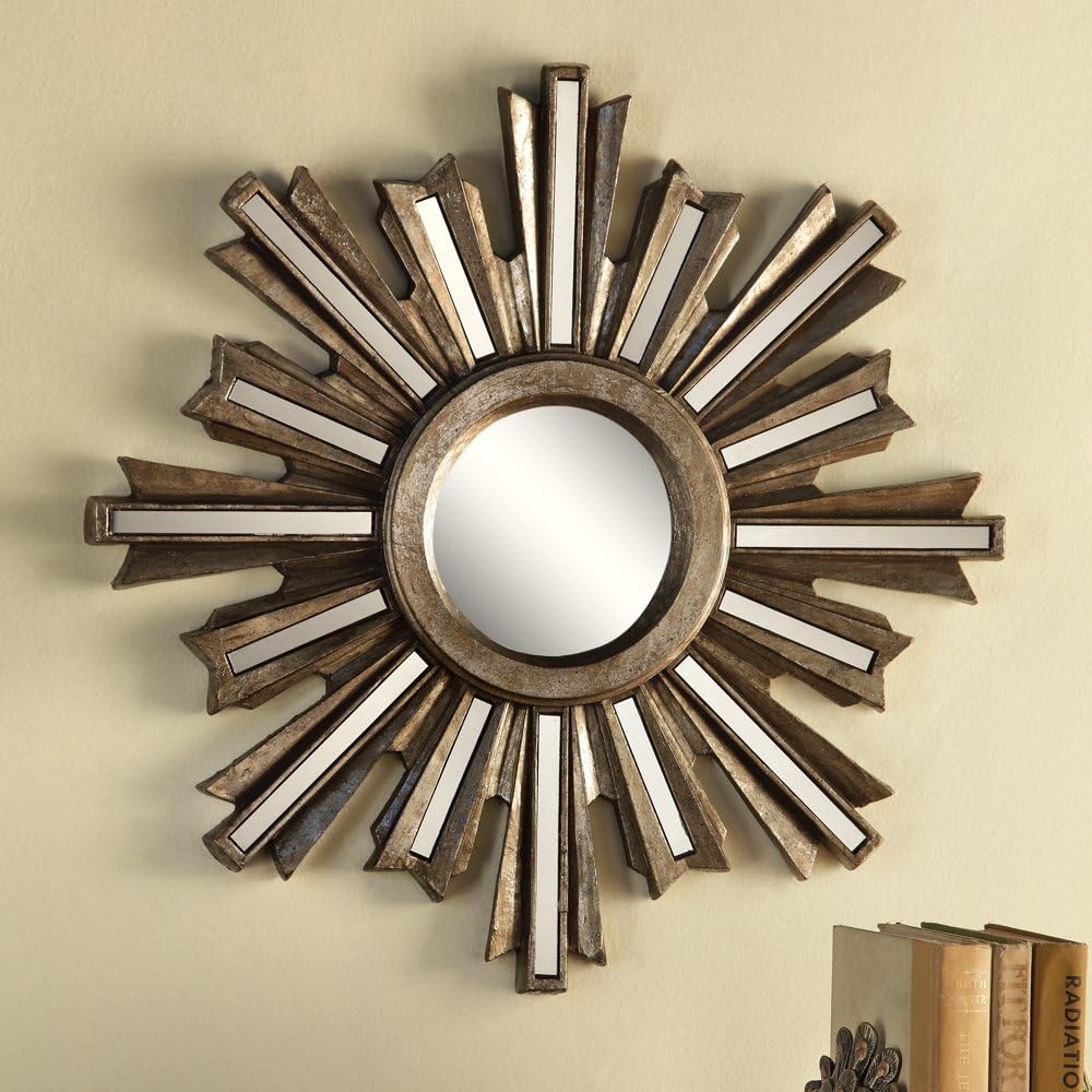 SPI Small Gold Deco Sunburst Convex Wall Mirror