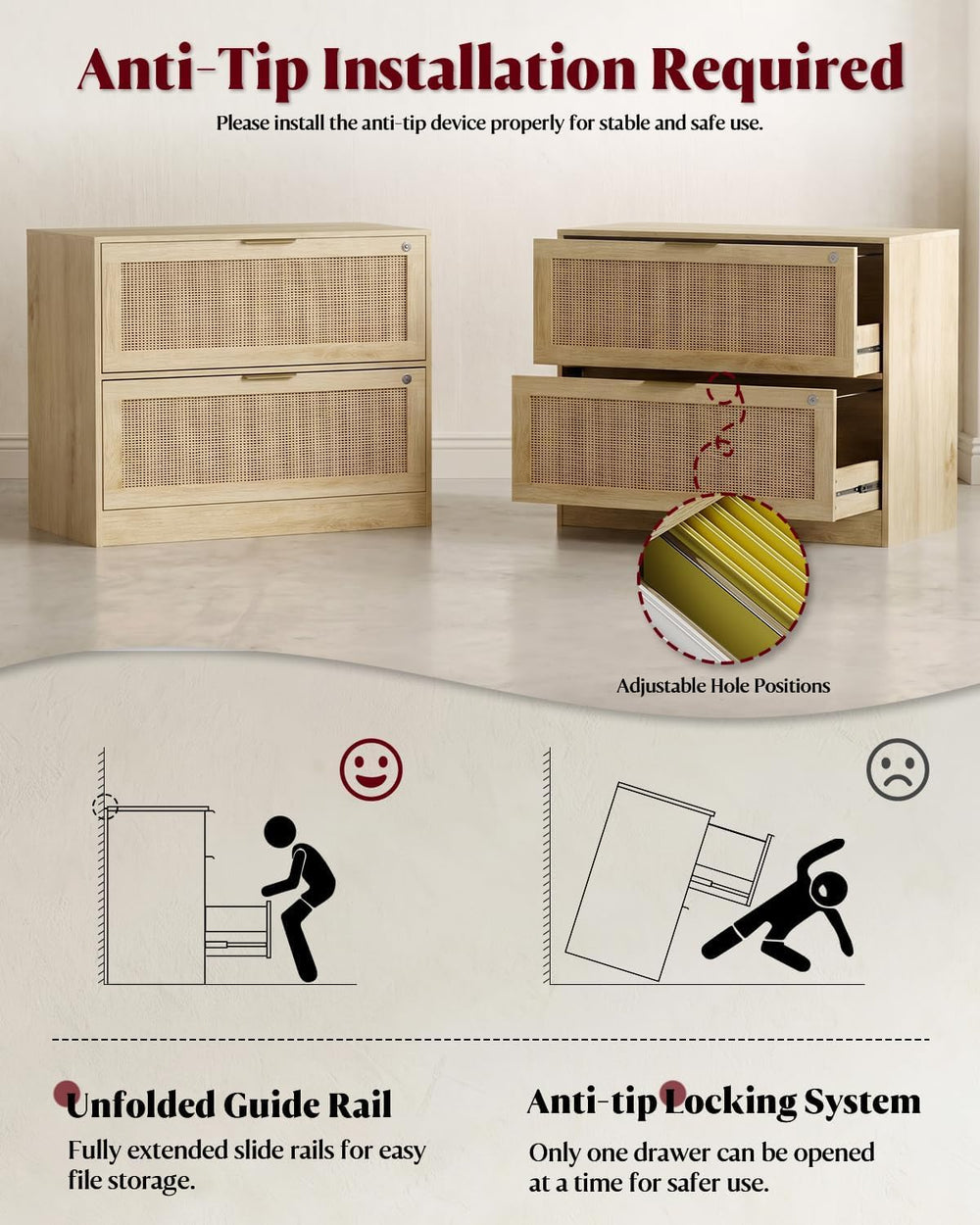 HOPUBUY 2 Drawer File Cabinet with Lock, Printer Stand Lateral