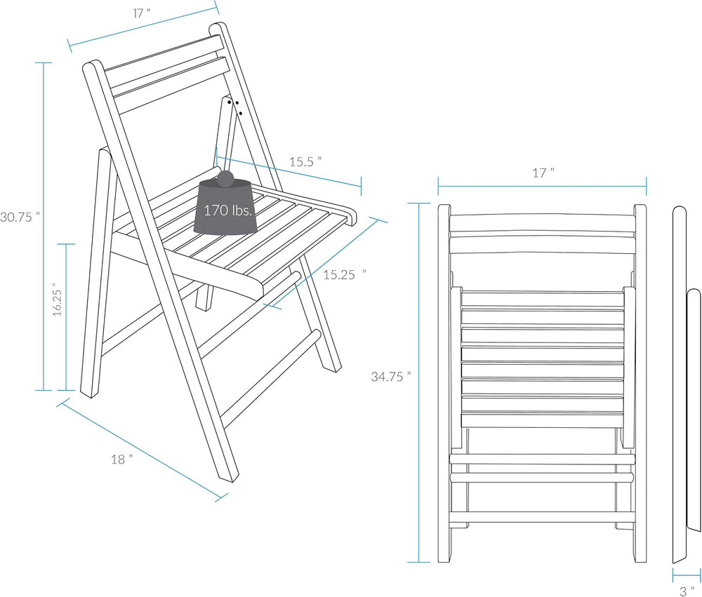 Casual Home Wooden Folding Chairs 2-Pcs Set - Espresso