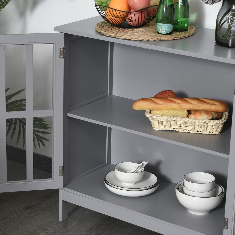 kleankin Sideboard Buffet, 2-Door Storage Cabinet, Credenza, Gray