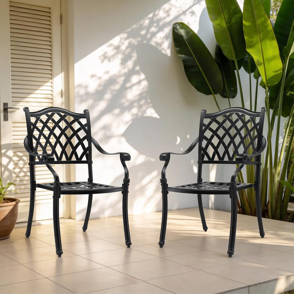 VINGLI Patio Chairs Set of 2 - Stackable Outdoor Cast Aluminum Dining Chairs ...