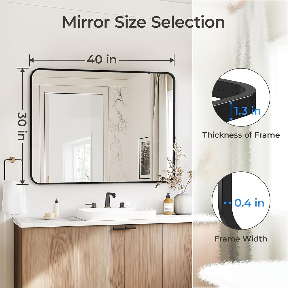 USHOWER Black Bathroom Mirrors for Over Sink 30 x 40 Inch