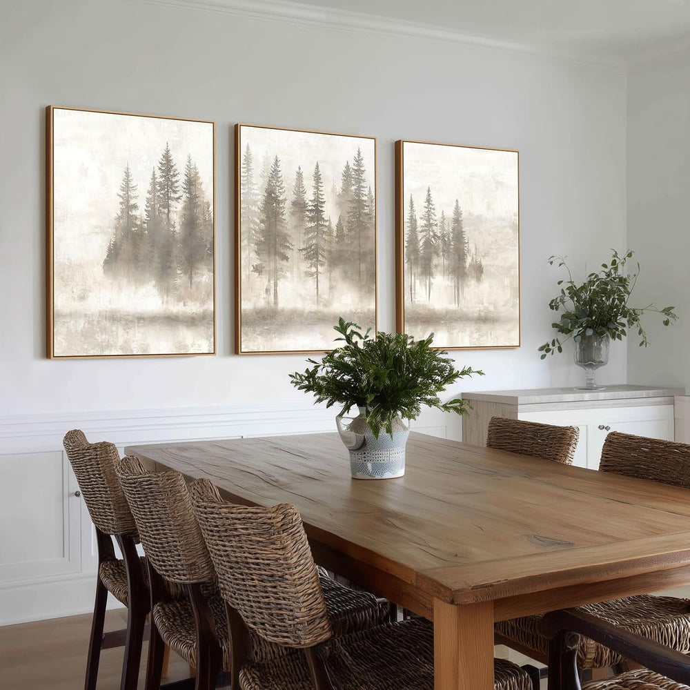Zessonic Neutral Abstract Nordic Pine Forest Landscape Wall Art, 24"x36&...