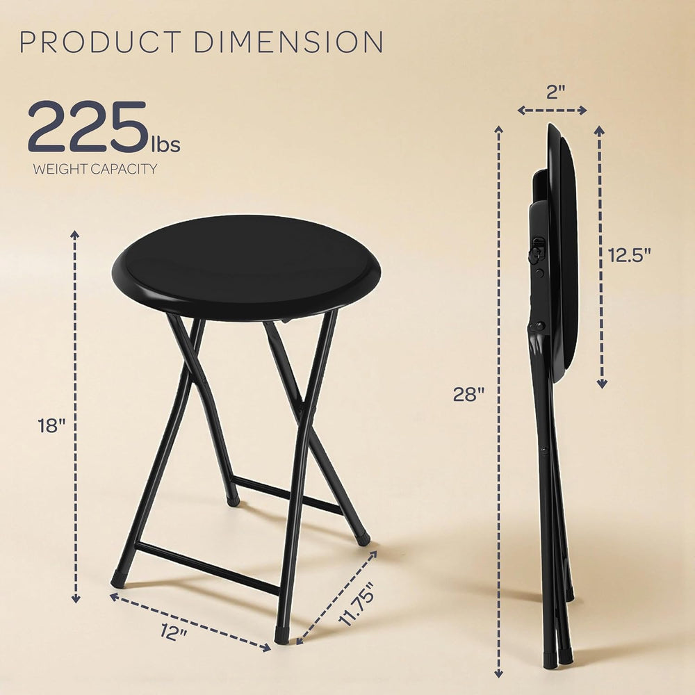 Folding Stool - Portable Backless 18-Inch Stool with 225lb Capacity, Single