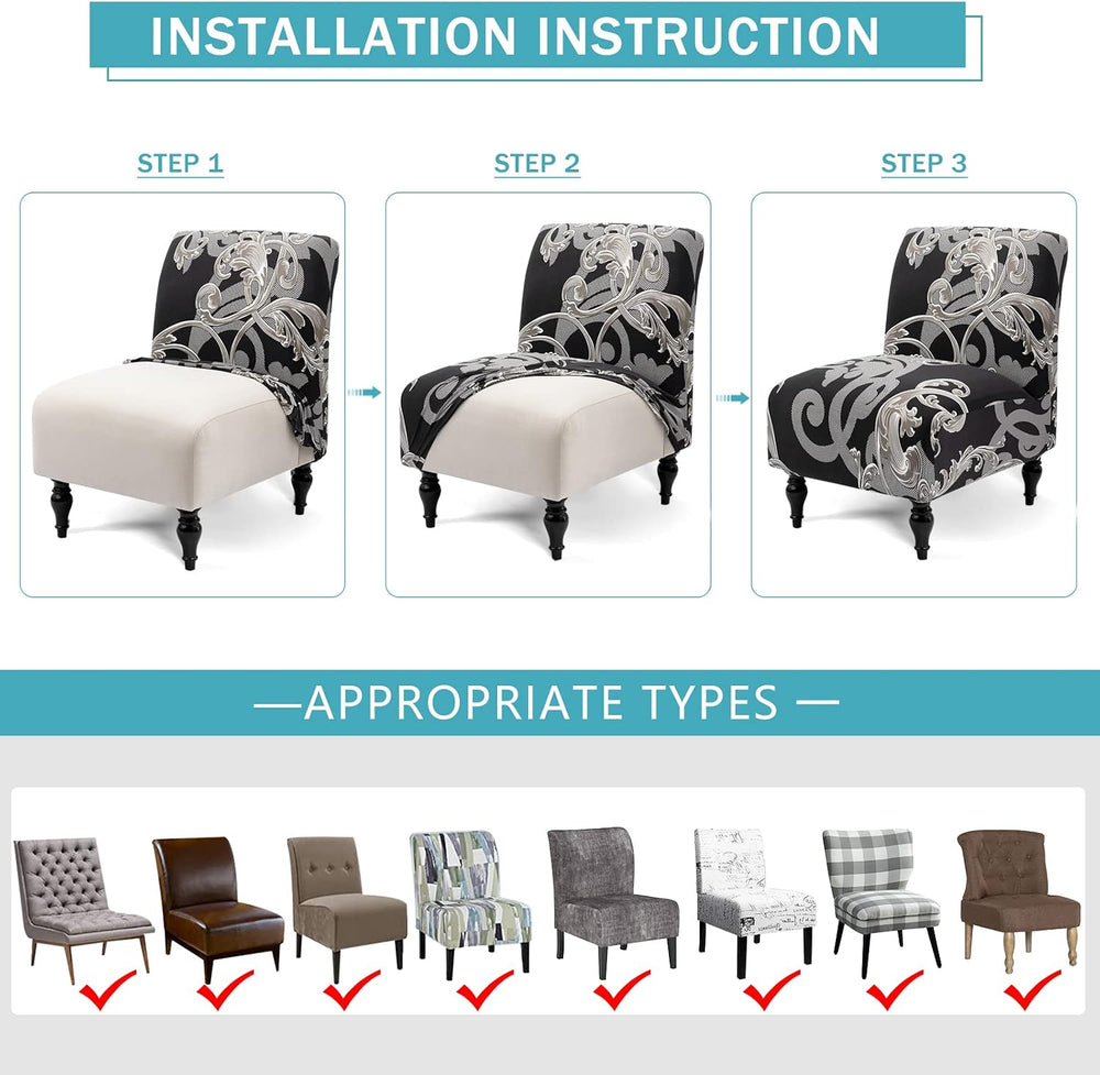 Iauddy Armless Accent Slipper Chair Cover Slipcover,Stretch Spandex Removable...