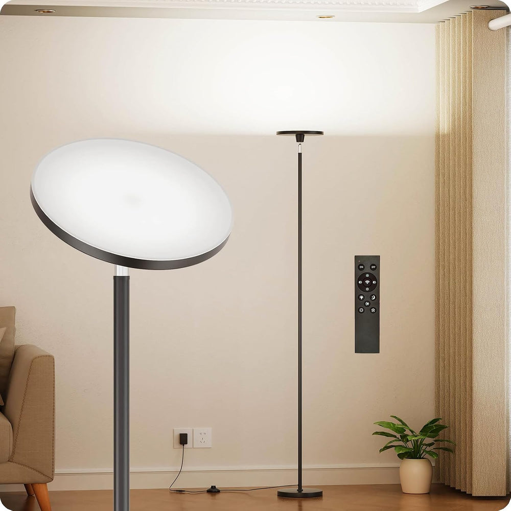 Nukanu Dimmable Torchiere Floor Lamp with Remote,Black