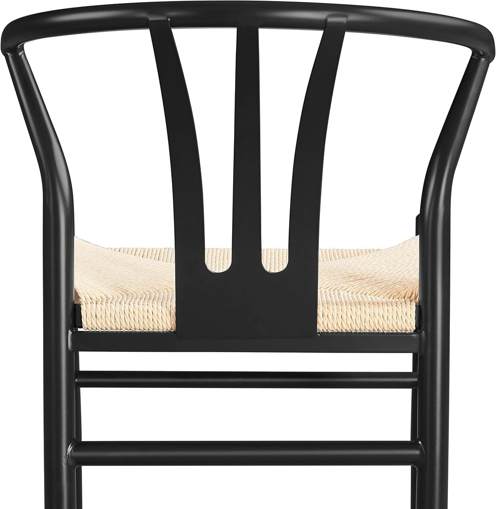 Yaheetech Dining Chairs Set of 6 Mid Century Modern Woven Chairs Black