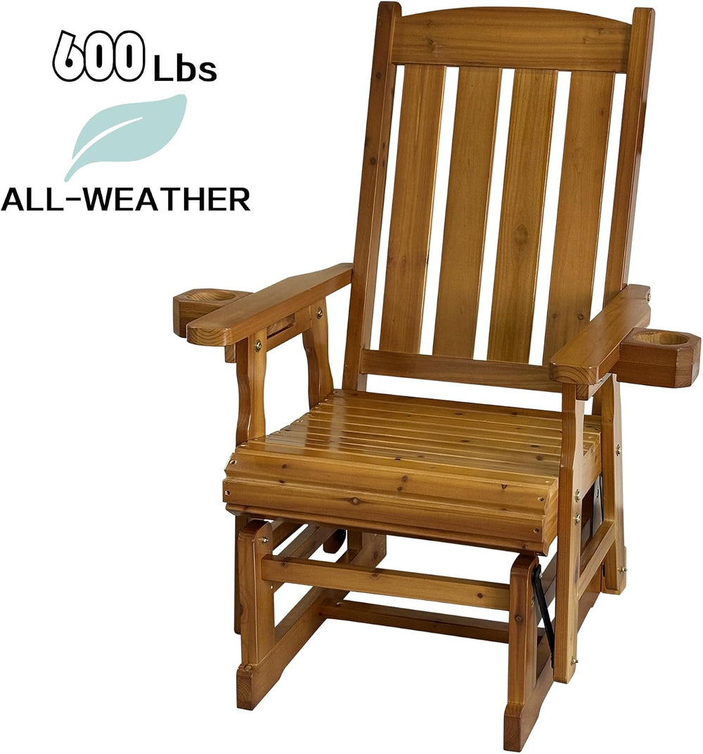 Fortune Candy Wooden Glider Chair, Cedar Tone, 1-Seater