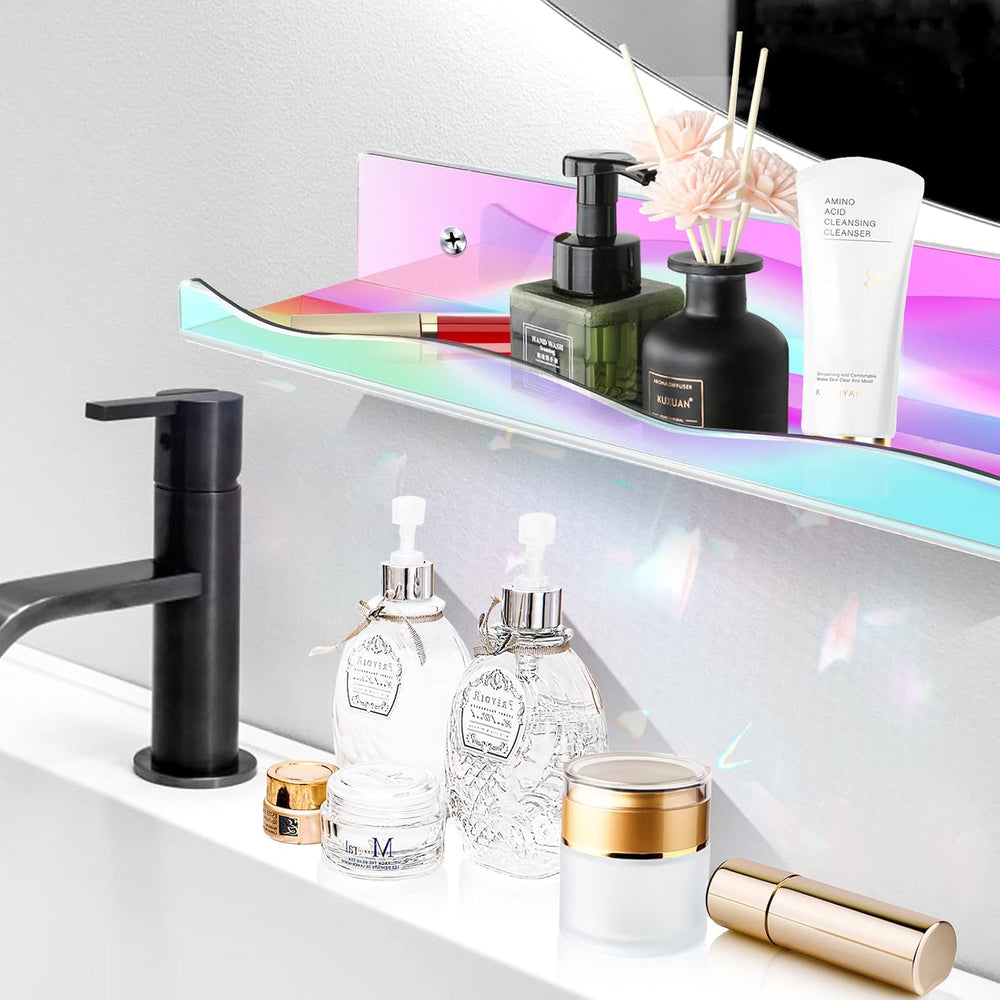 DILIBRA 4 Packs Iridescent Acrylic Floating Shelves, 15.7Inch Display Shelf