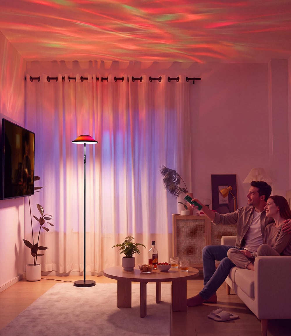 SIBRILLE LED Uplighter Floor Lamp | RGB & Water Ripple Dynamic, Warm Cool...